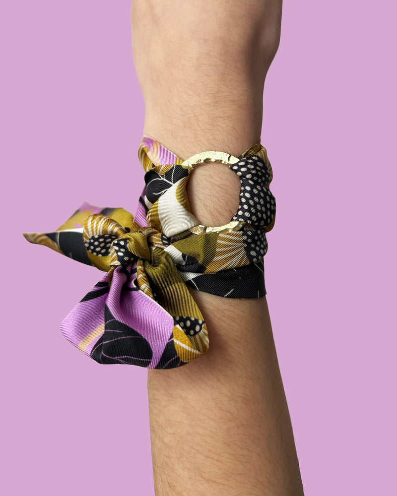 Dora Nola "Rosie's Garden" Silk Twilly + Gold Ring