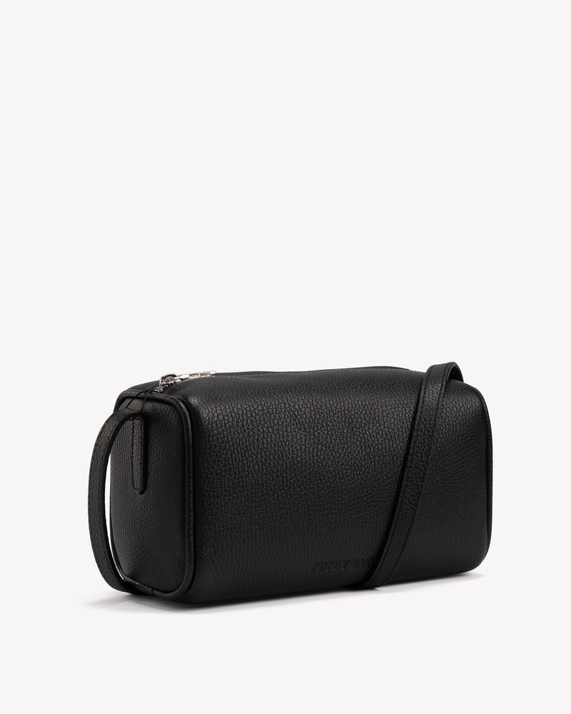 Angled view of The Annex Bag Black in leather