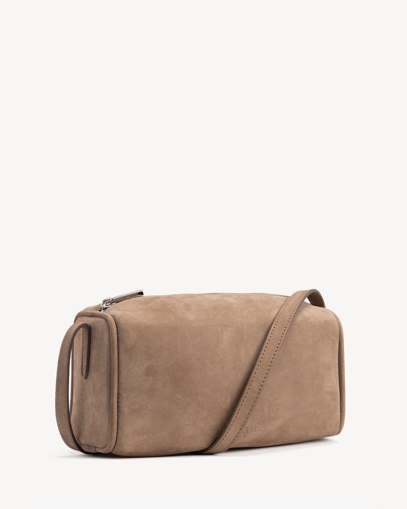 Angled view of The Annex Bag Clay in Neutral nubuck