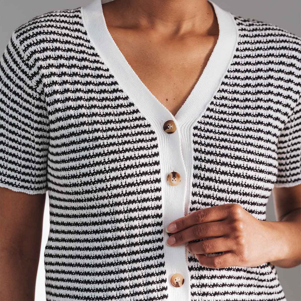 The Beach House Cardigan Black Stripe