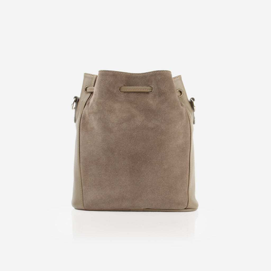 The Bondi Bucket Bag Truffle Suede