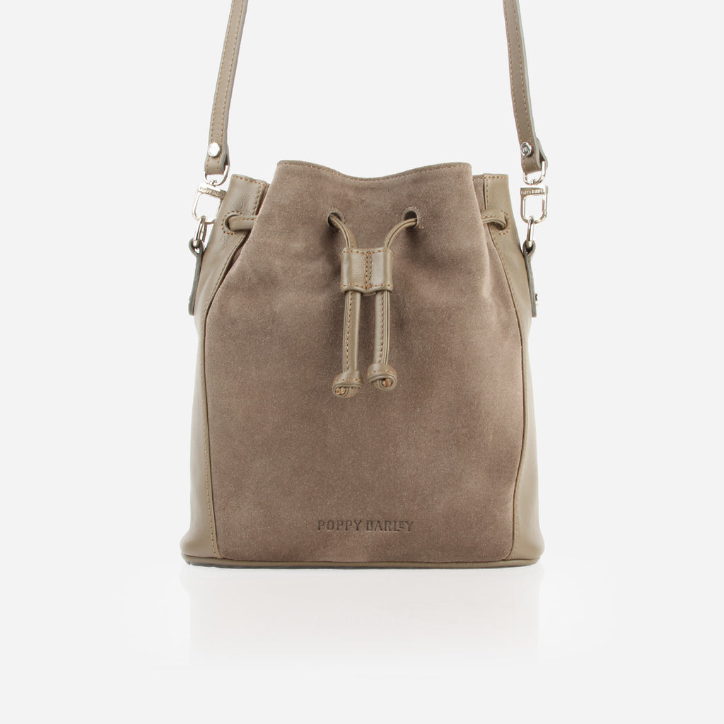 The Bondi Bucket Bag Truffle Suede