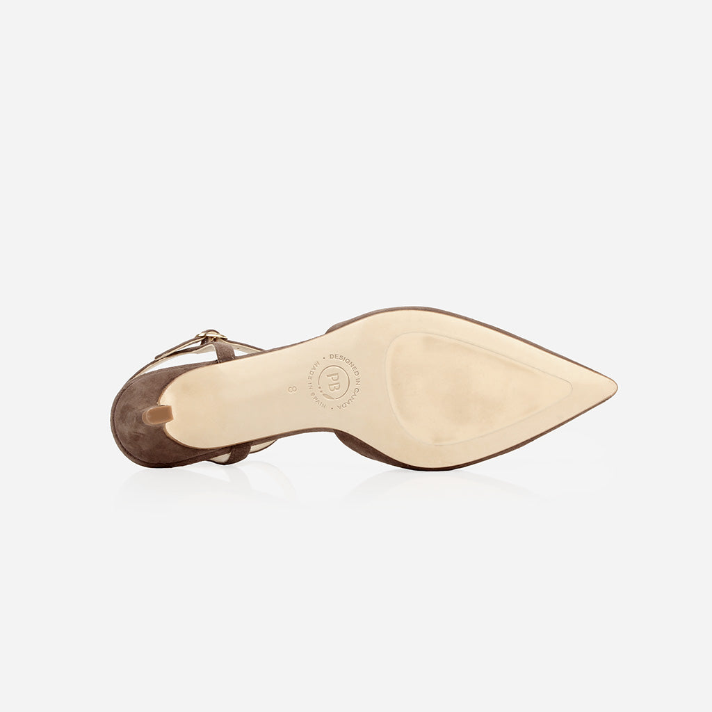 The Claire Kitten Heel Ash Brown Suede