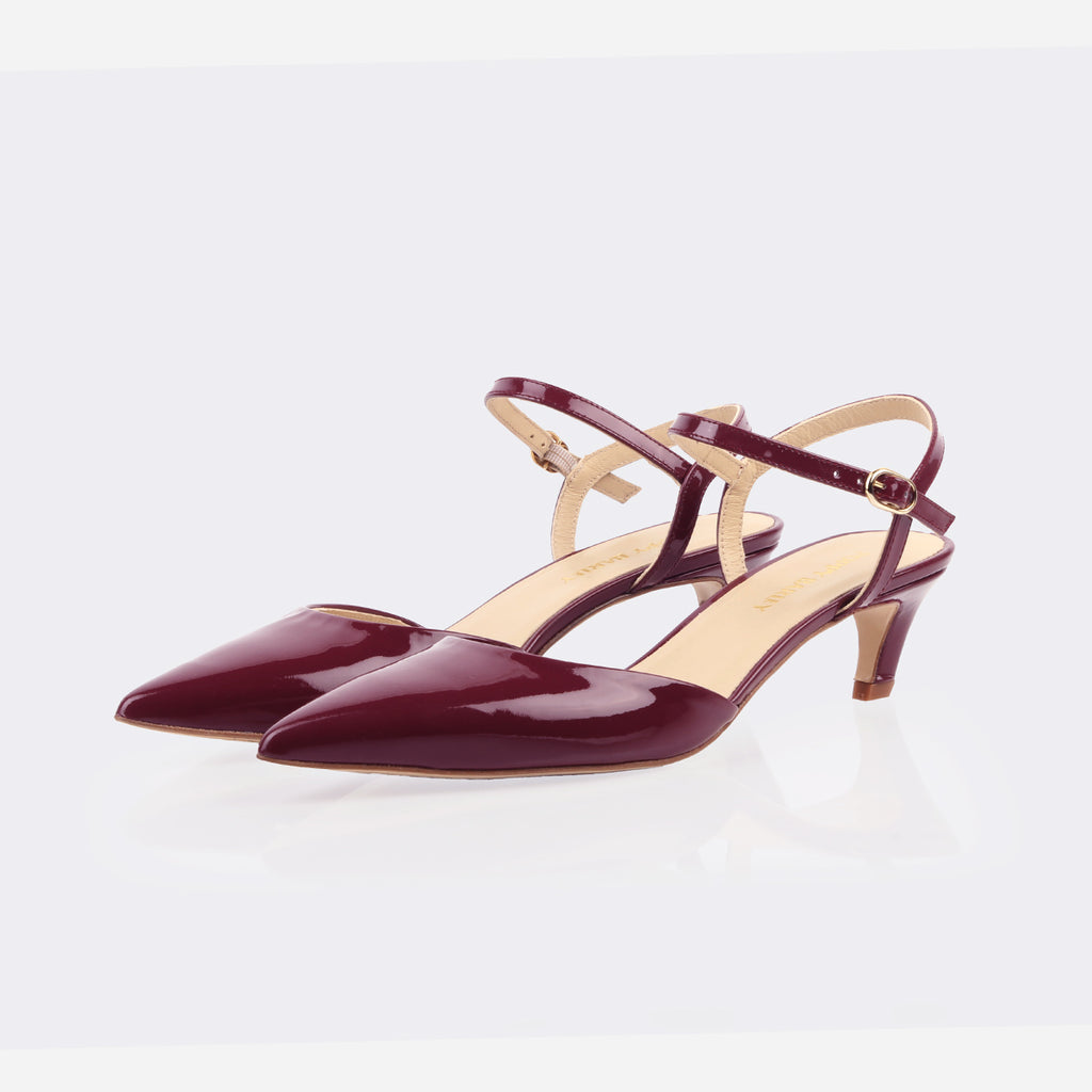 The Claire Kitten Heel Shiraz Patent