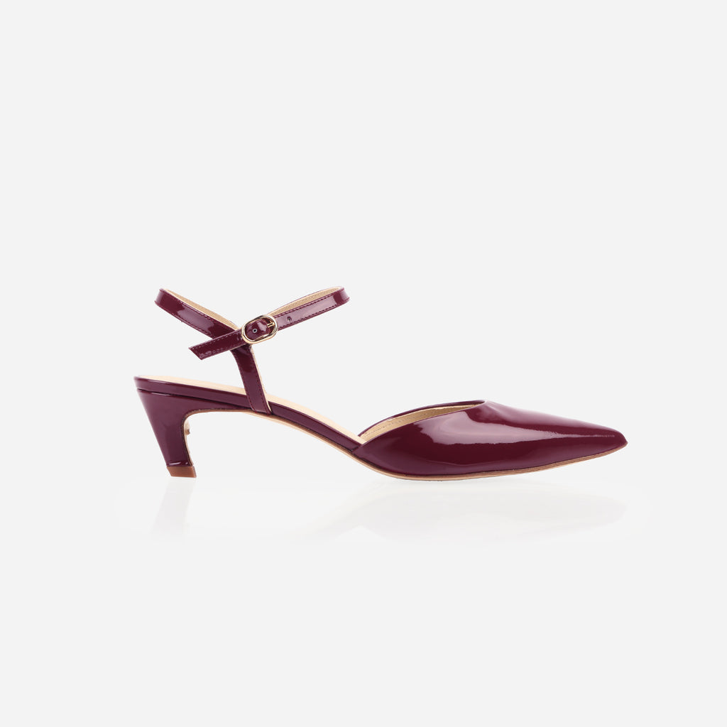 The Claire Kitten Heel Shiraz Patent