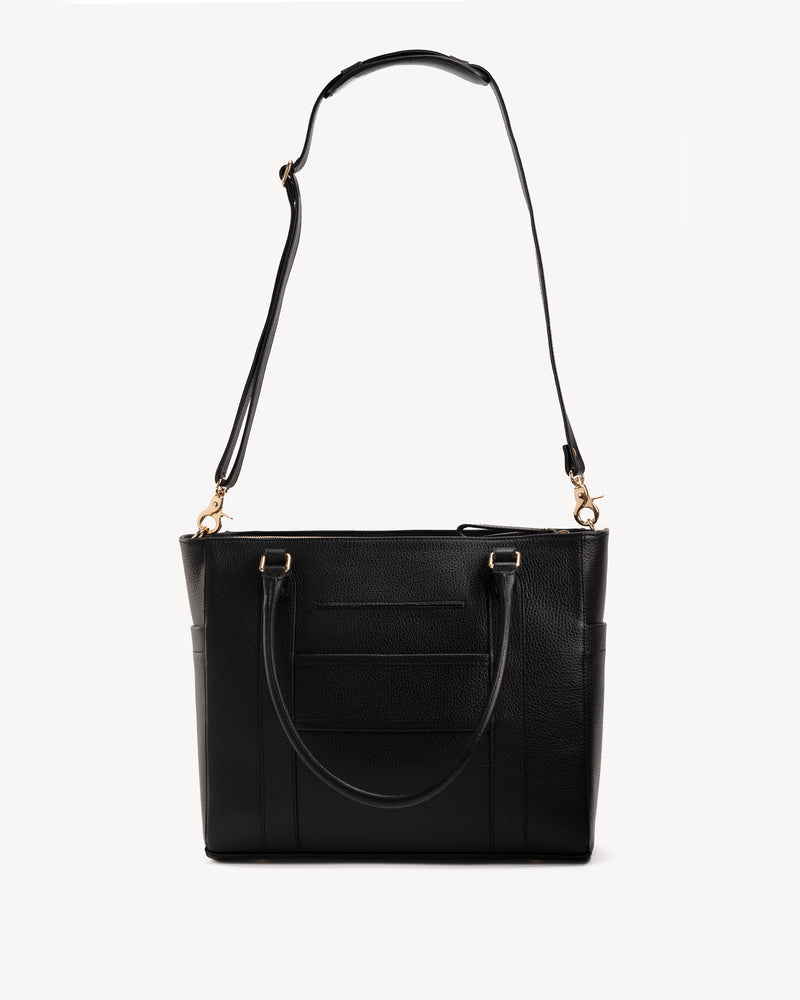 The Colleague Tote Black in leather