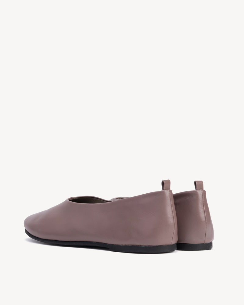 Back view of The Contemporary Ballet Flat Ceramic in Purple, Neutral smooth leather. Sizes 5–12