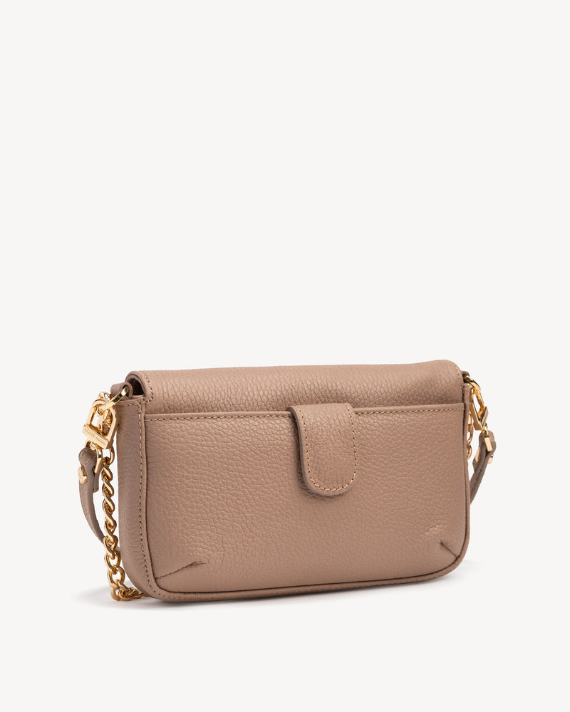 Back view of The Day To Night Bag Biscotti Pebble in Neutral, Brown pebbled leather