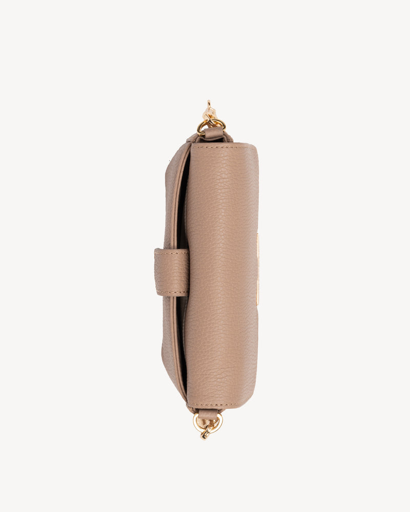 Top view of The Day To Night Bag Biscotti Pebble in Neutral, Brown pebbled leather