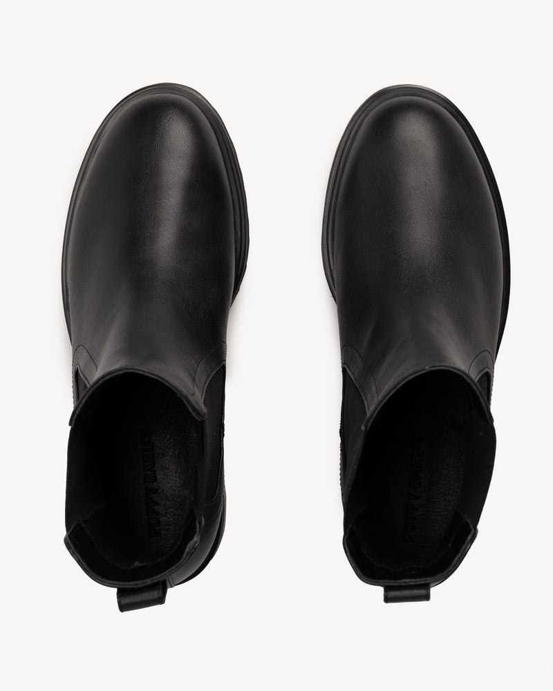 Top view of The Every Way Chelsea Boot Black Water Resistant in Black smooth leather. Sizes 5–12, wide available