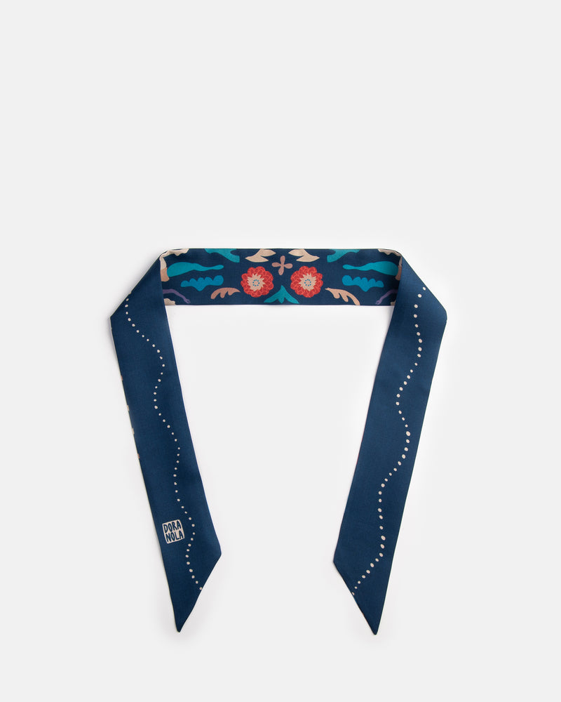 Dora Nola "Fresco" Silk Twilly + Gold Ring