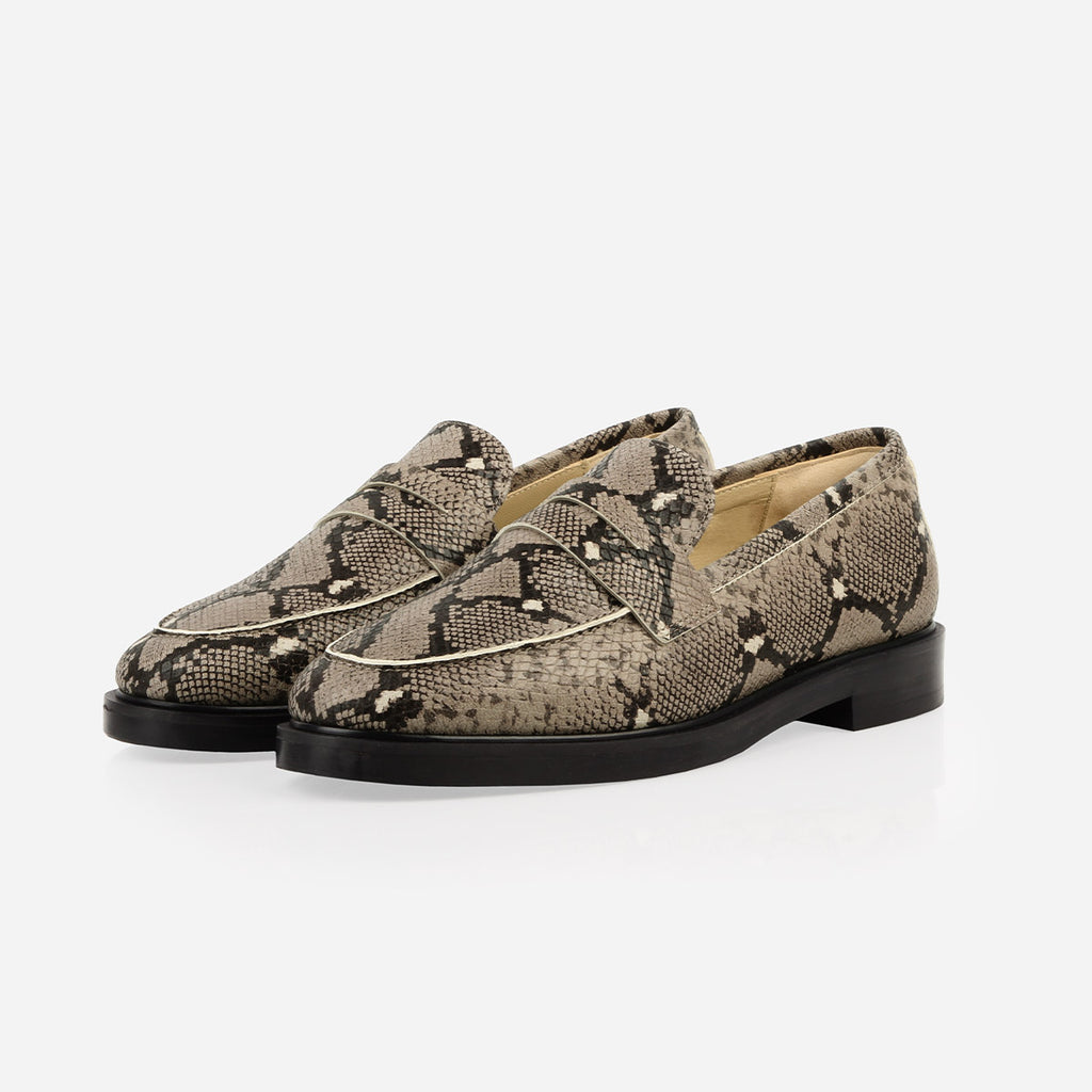 The Milan Loafer Taupe Snake