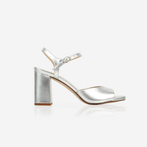 The Monica Heeled Sandal Silver