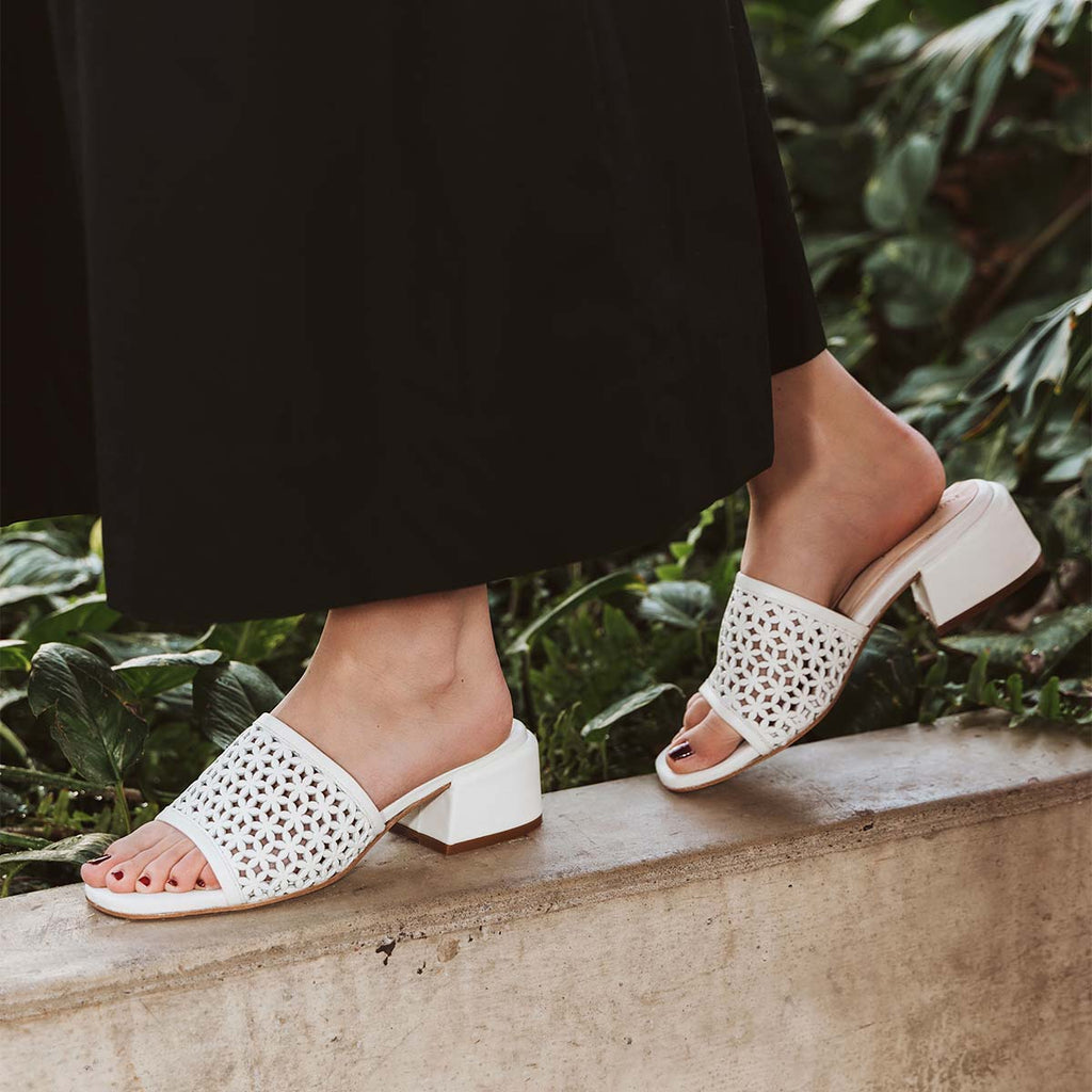 The Paloma Heeled Sandal Perforated Panna Cotta