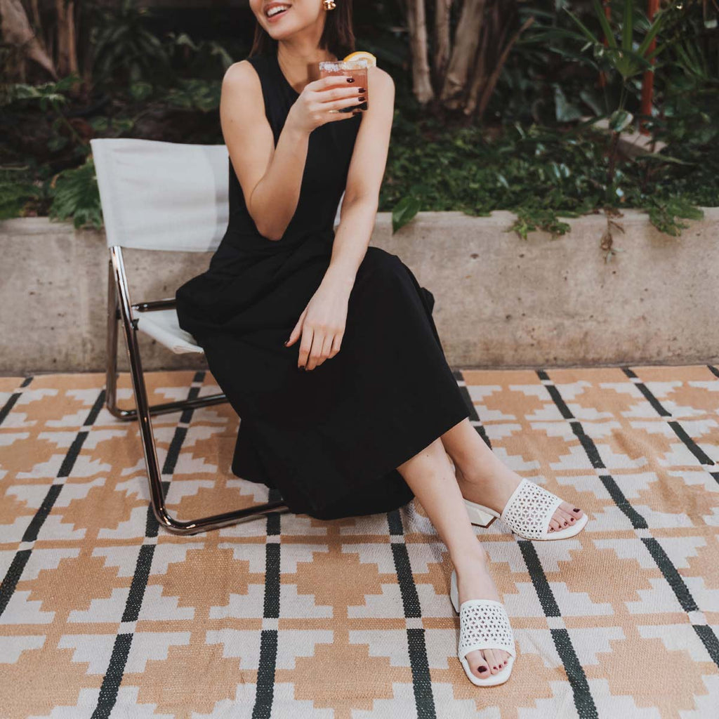 The Paloma Heeled Sandal Perforated Panna Cotta