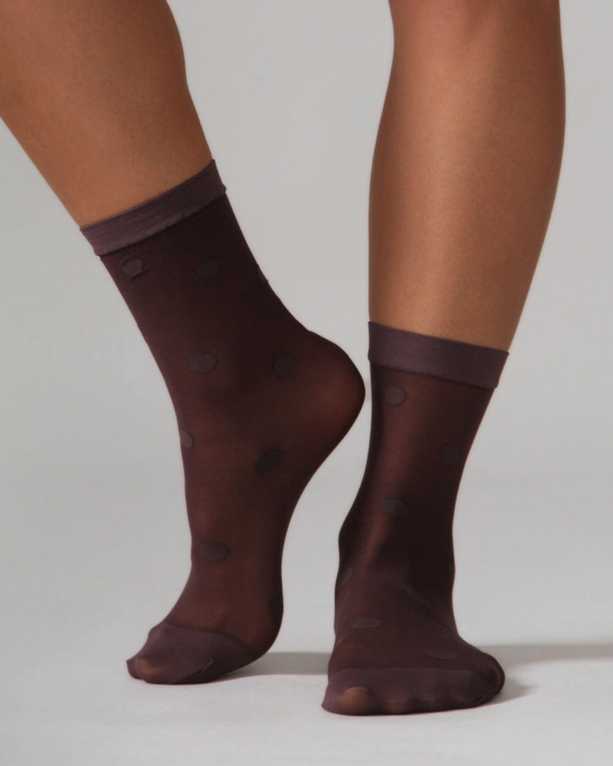 Rachel Mega Dot Sheer Socks in Plum