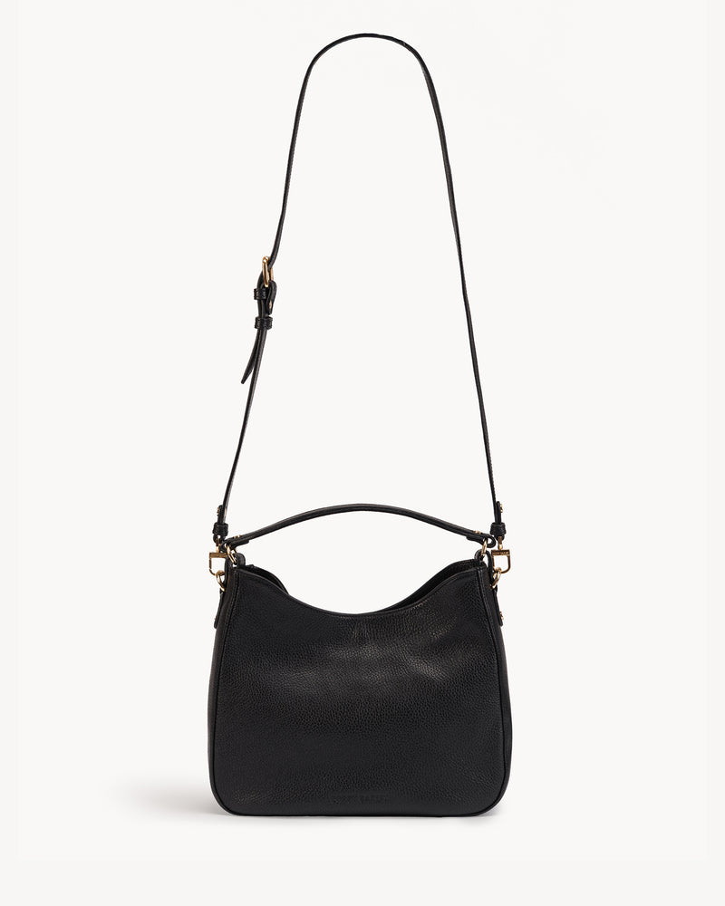 Front view of The Sixteenth Tote Black in leather
