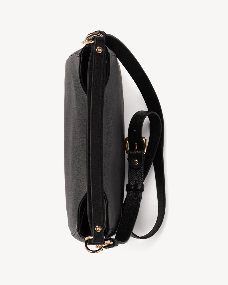 Top view of The Sixteenth Tote Black in leather