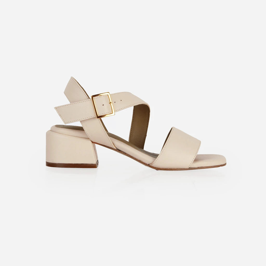 The Soirée Heeled Sandal Oat Milk