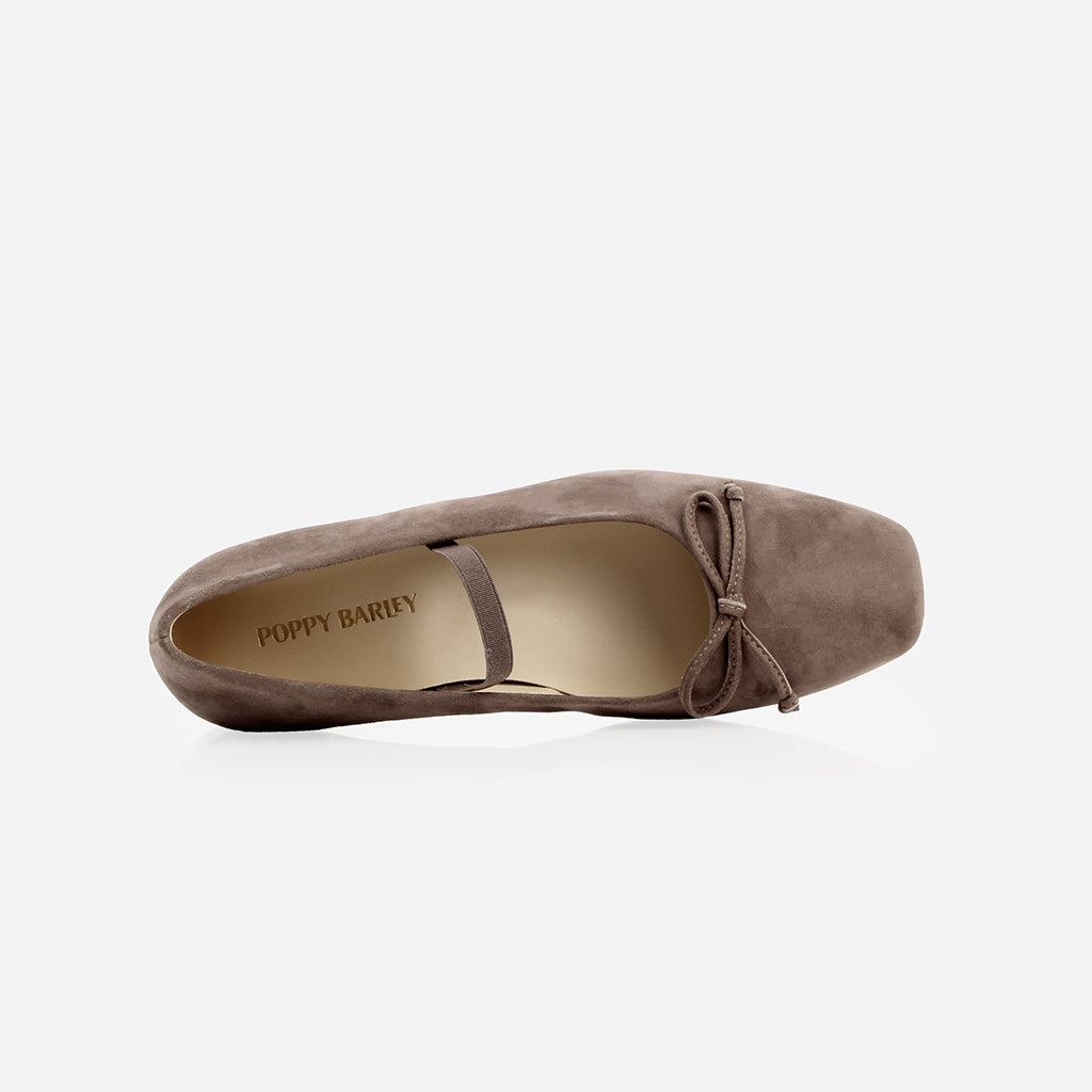 The Tendu Ballet Flat Ash Brown Suede