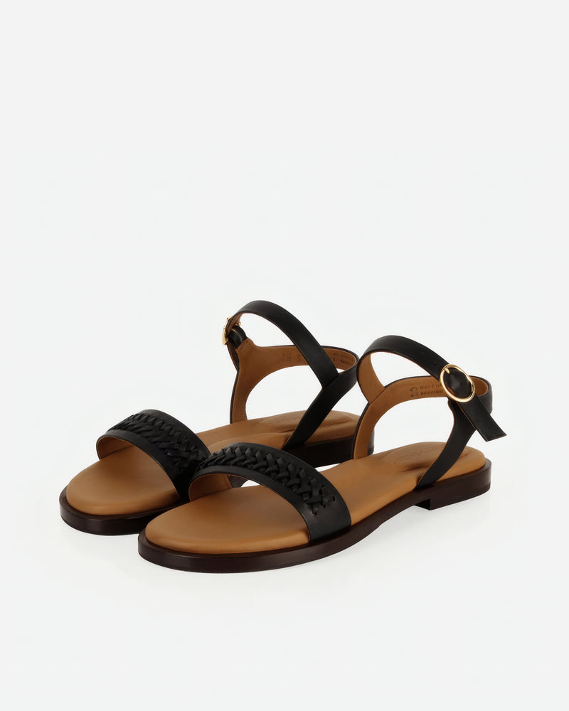 Pair of The Bohème Sandal Black in smooth leather. Sizes 5–12, wide available
