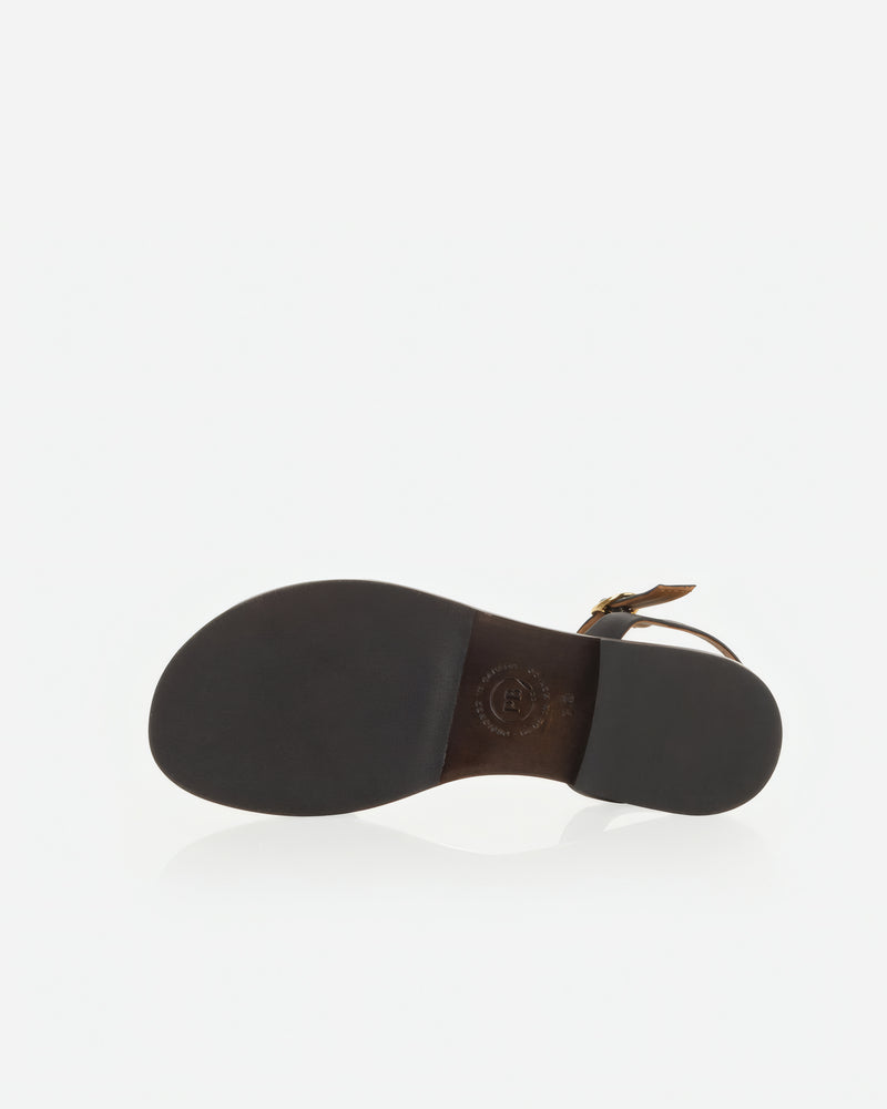 Sole view of The Bohème Sandal Black in smooth leather. Sizes 5–12, wide available