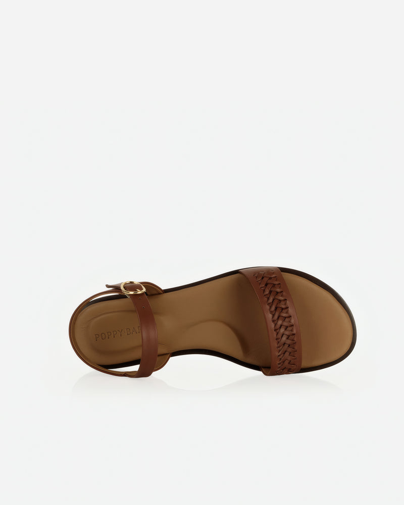 Top view of The Bohème Sandal Hazelnut in Brown smooth leather. Sizes 5–12