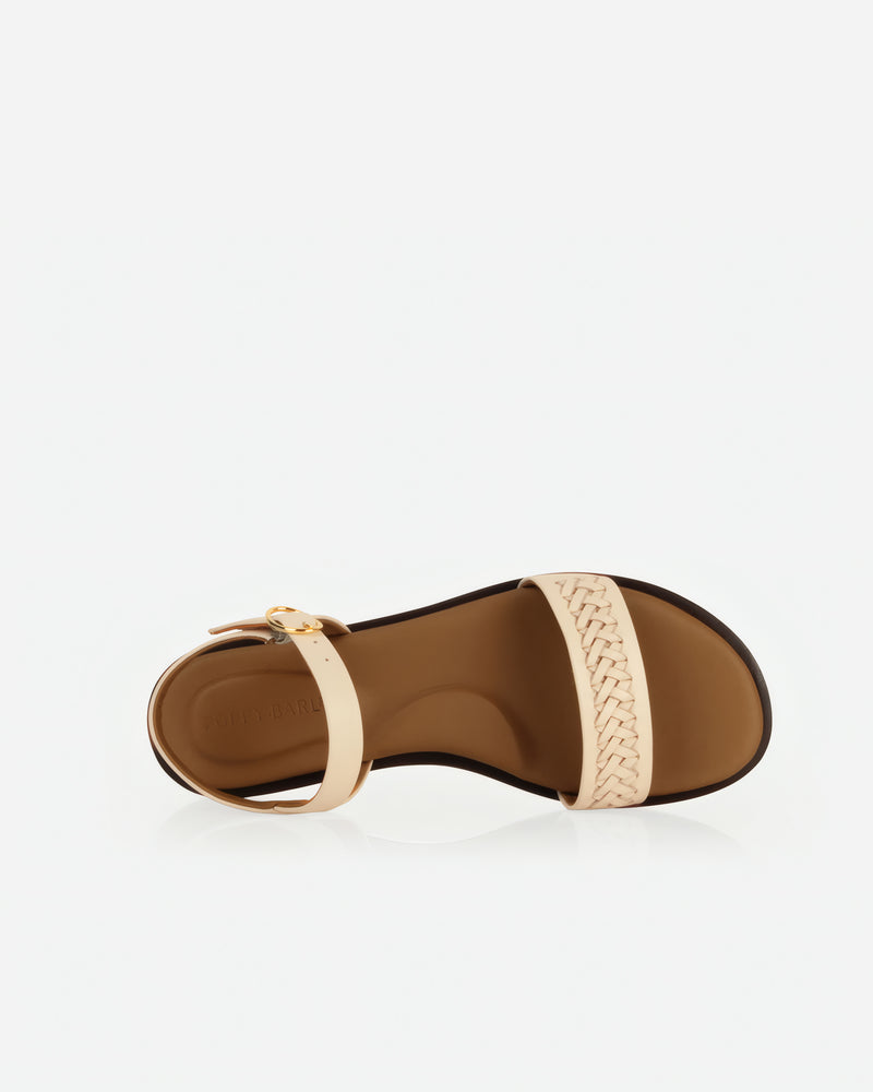 Top view of The Bohème Sandal Oat Milk in White smooth leather. Sizes 5–12