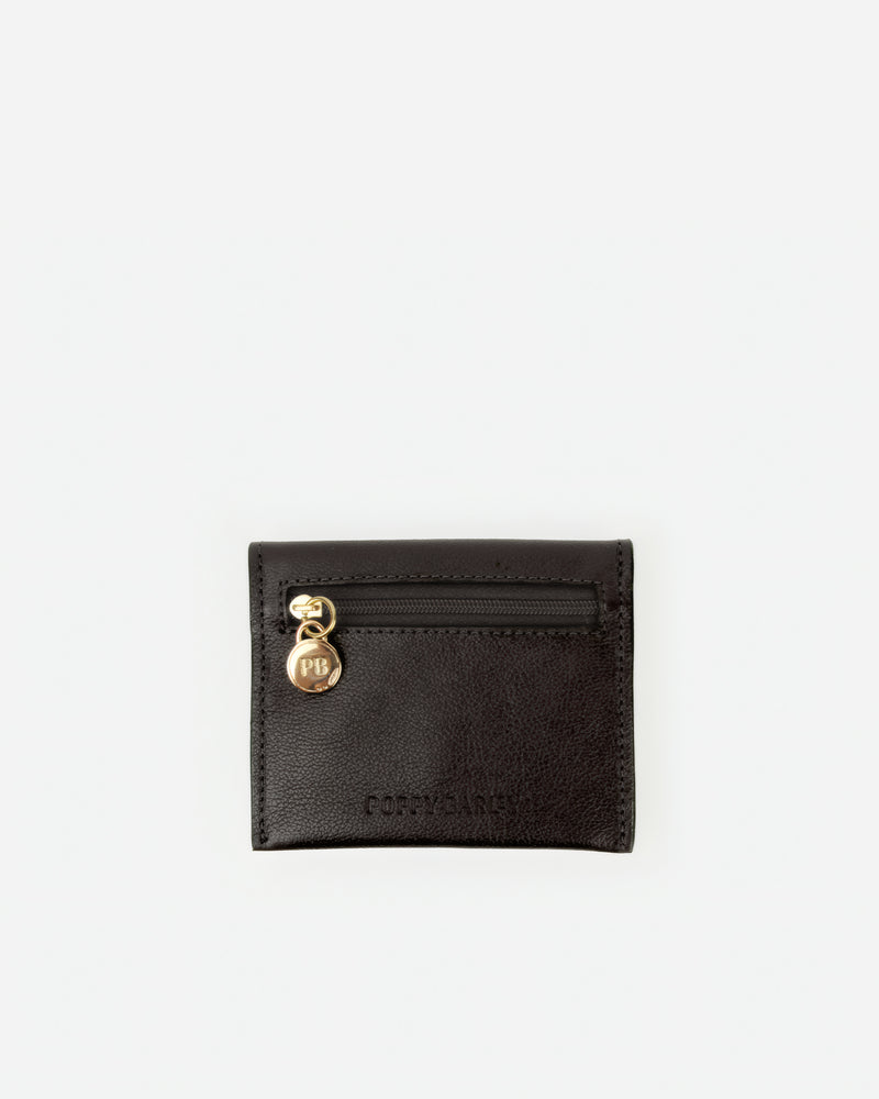 Back view of The Cardholder Black in leather