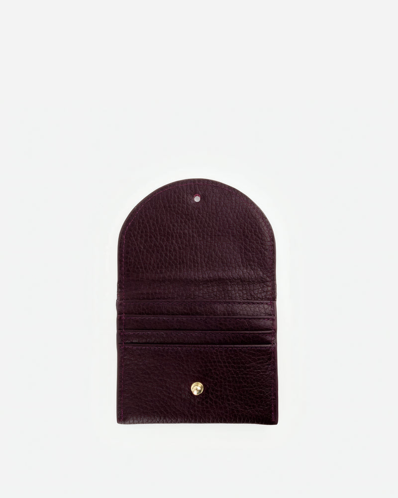 Interior of The Cardholder Plum in Purple pebbled leather