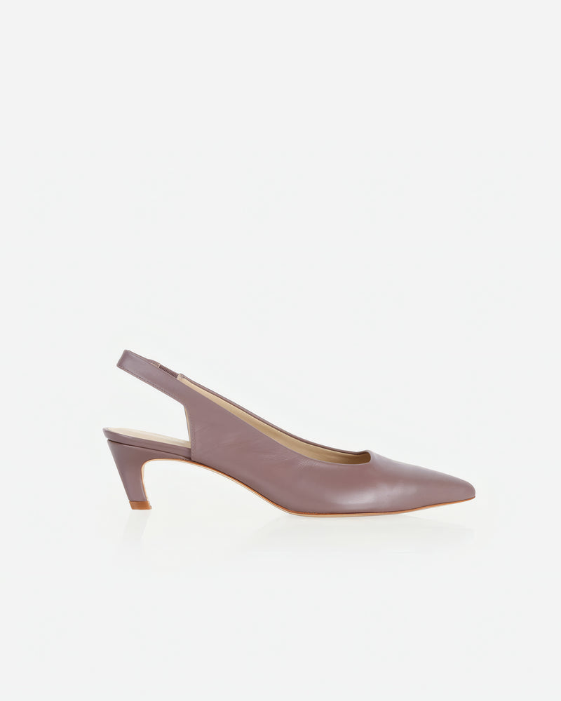Back view of The Claire Slingback Ceramic in Neutral, Pink smooth leather. Sizes 5–12