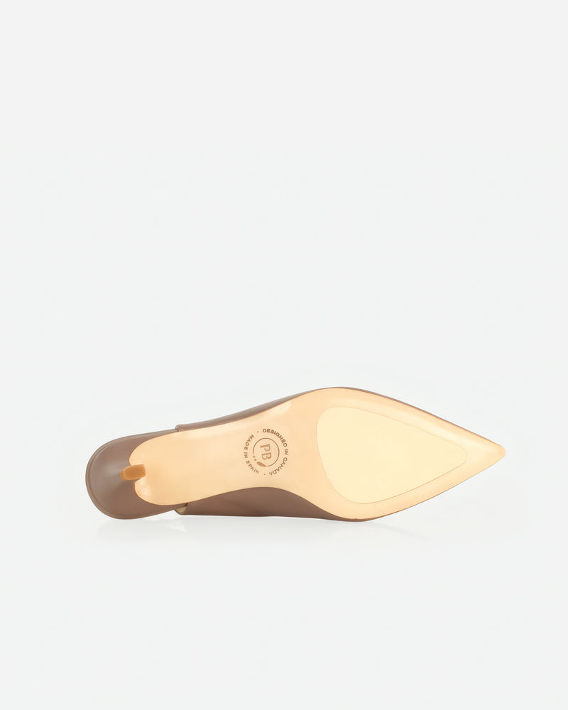 Back view of The Claire Slingback Ceramic in Neutral, Pink smooth leather. Sizes 5–12
