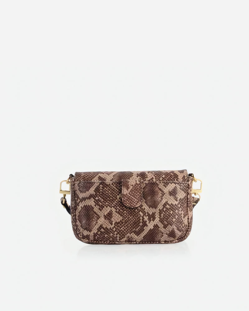 Back view of The Day to Night Bag Desert Snake in Animal Print leather