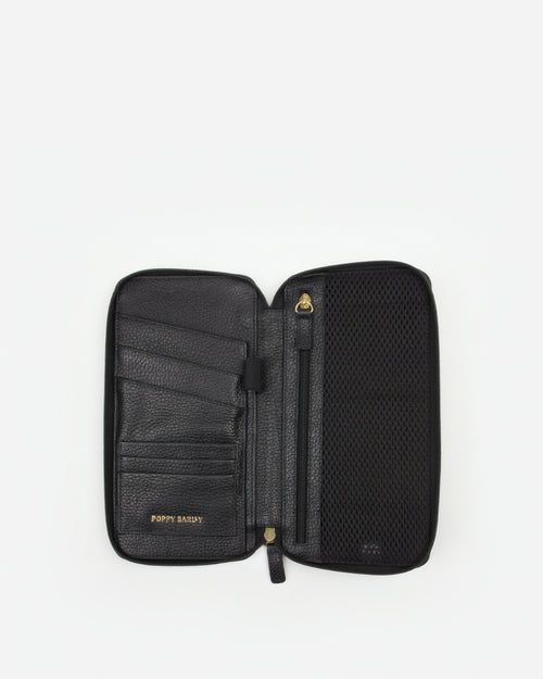 The Flying Solo Passport Holder Black Micro Pebble