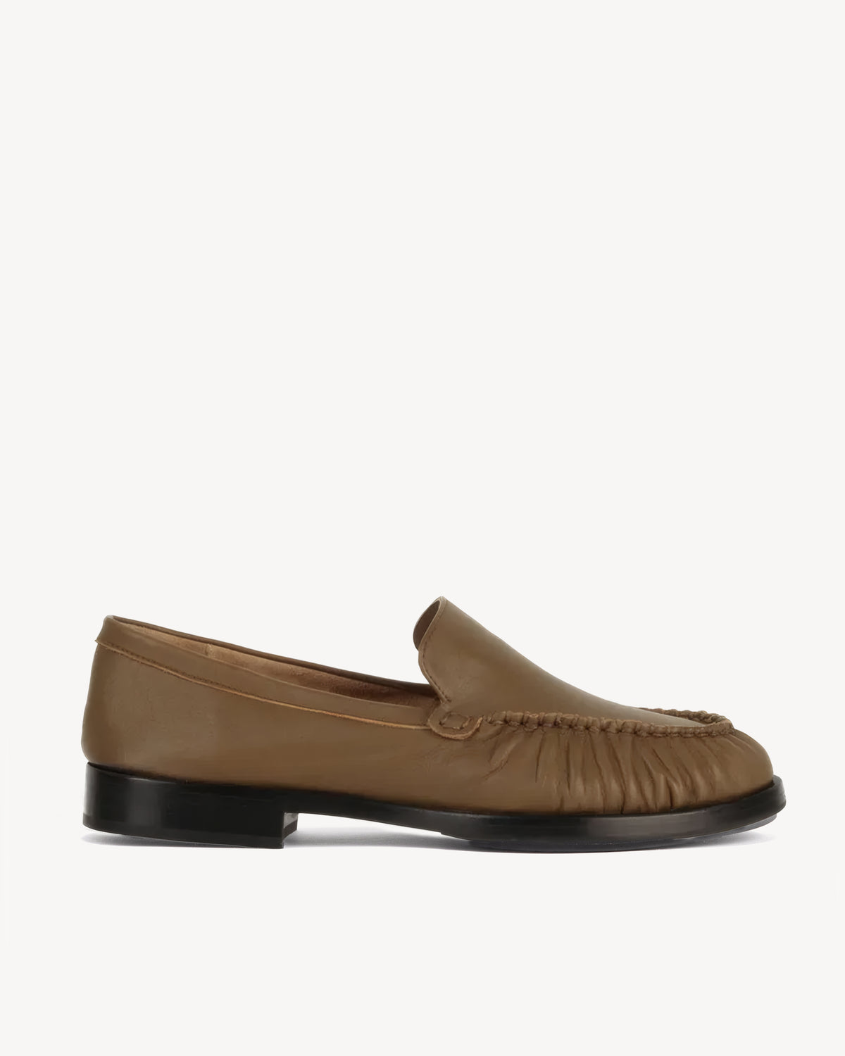 Back view of The Laid Back Loafer Tapenade in Green, Brown smooth leather. Sizes 5–12