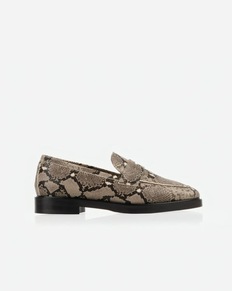 The Milan Loafer Taupe Snake | Snake Loafers | Poppy Barley