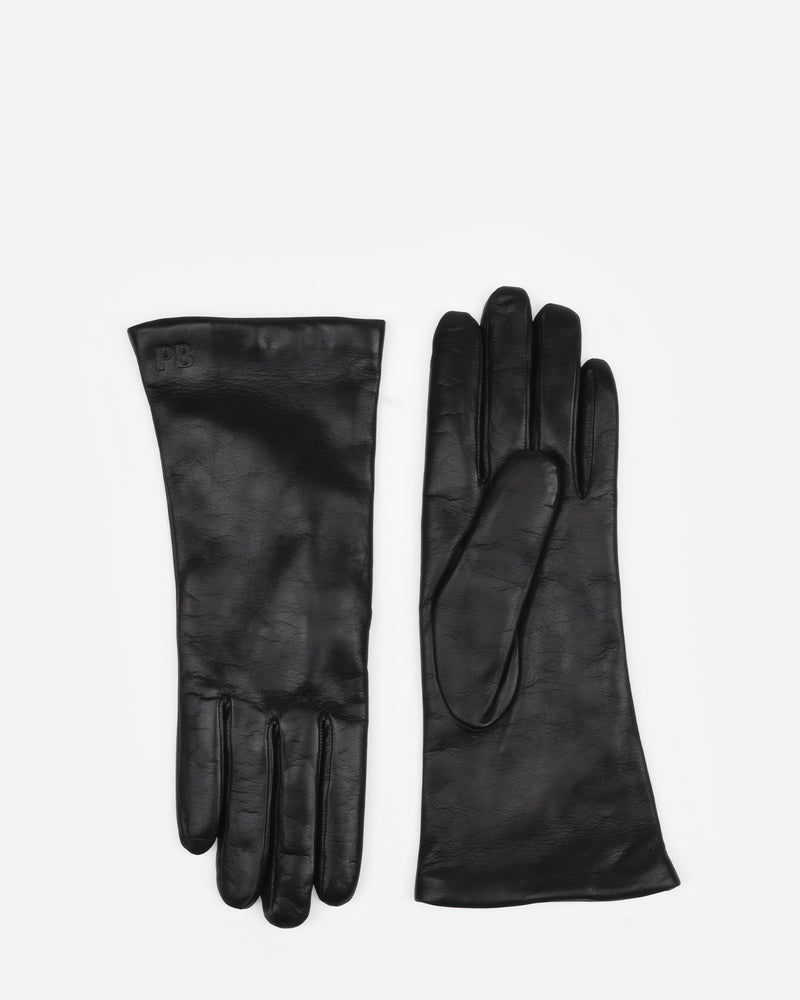 Pair of The Sleek Leather Glove Black in leather