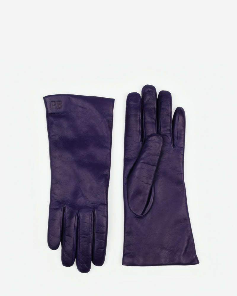 Pair of The Sleek Leather Glove Royal Blue in Blue leather