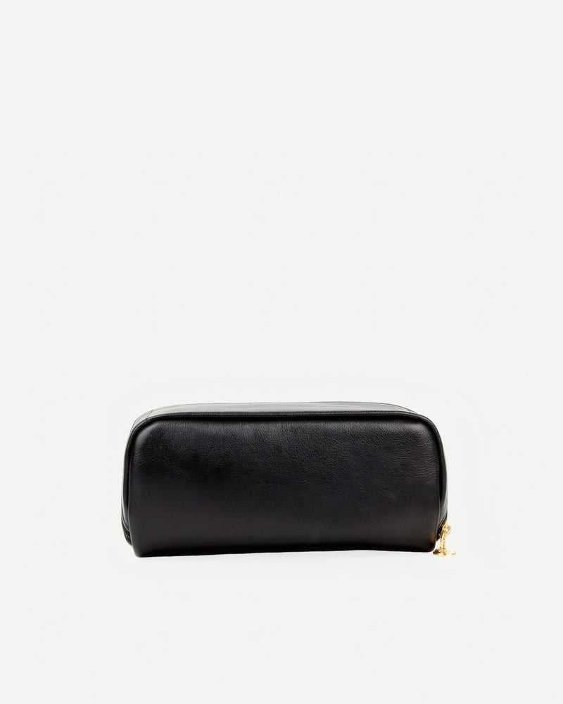Back view of The Cosmetic Case Small Black in leather