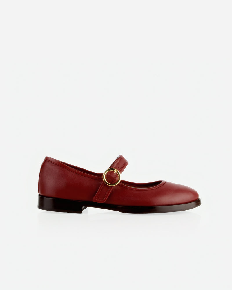 Side view of The Today Mary Jane Resort Red in Red smooth leather. Sizes 5–12