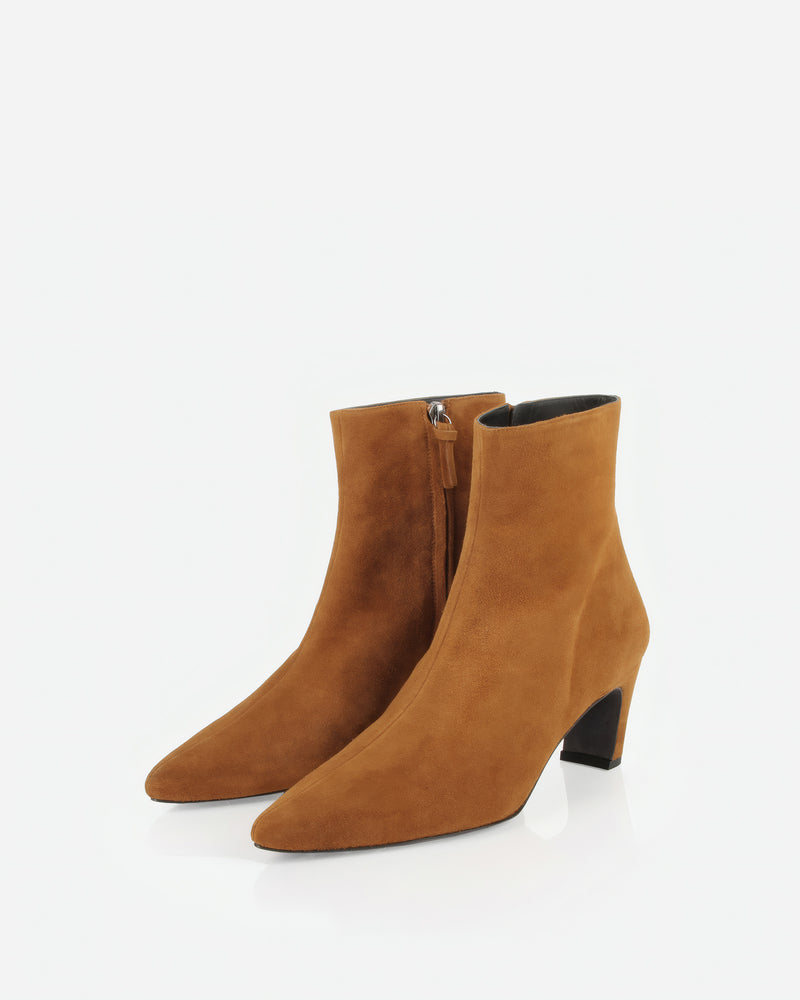 Pair of The Toujours Boot Cinnamon in Brown suede. Sizes 5–12, wide available