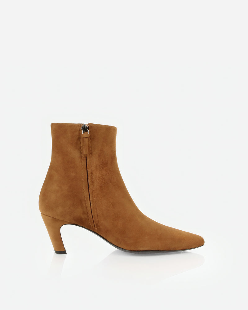 The Toujours Boot Cinnamon in Brown suede. Sizes 5–12, wide available