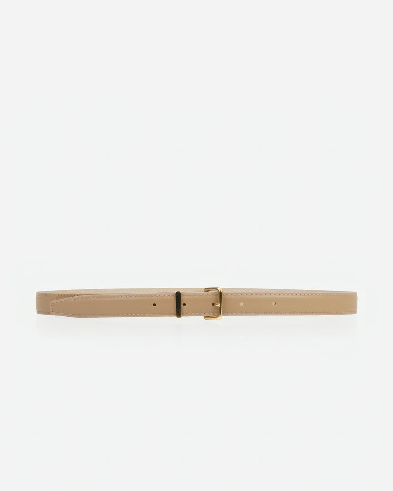 Front view of The Trouser Belt Gold Biscotti in Neutral, Multicolored leather