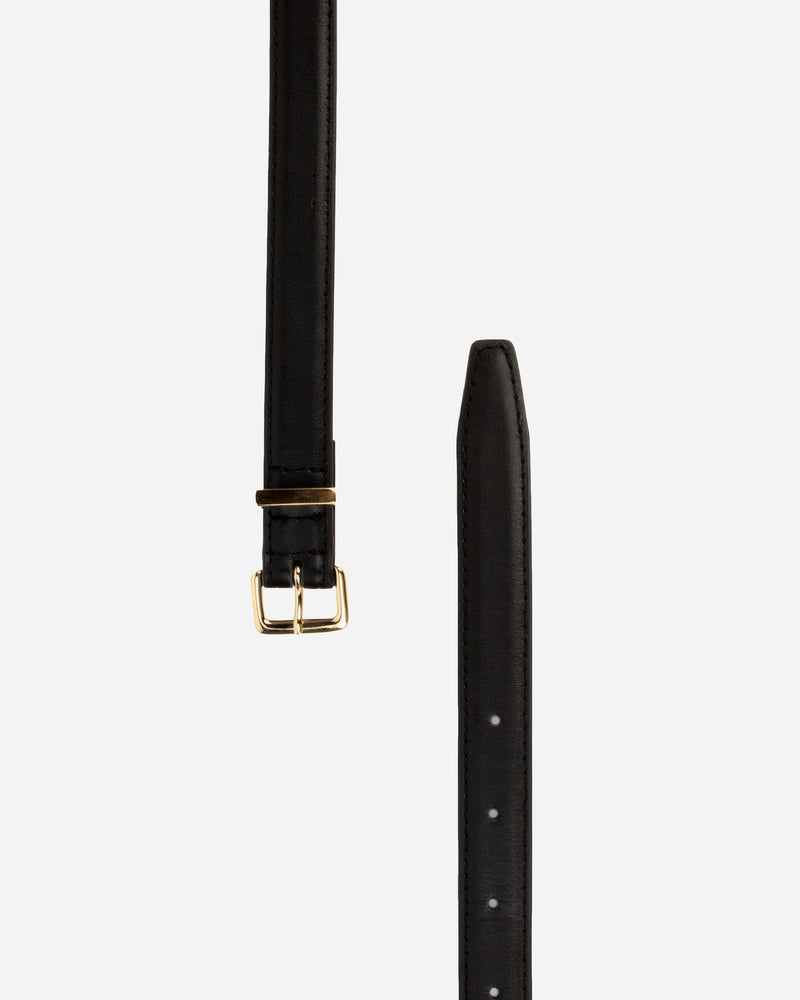 Flat lay of The Trouser Belt Gold Black in Black, Multicolored leather