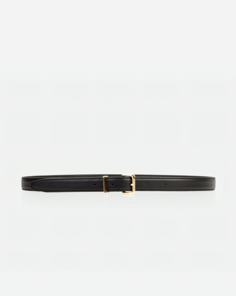 Front view of The Trouser Belt Gold Black in Black, Multicolored leather