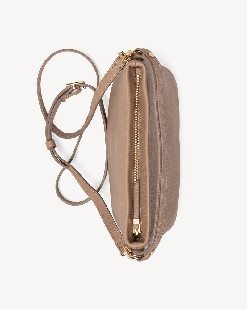 Top view of The Via Monte Bag Biscotti in Neutral, Brown leather