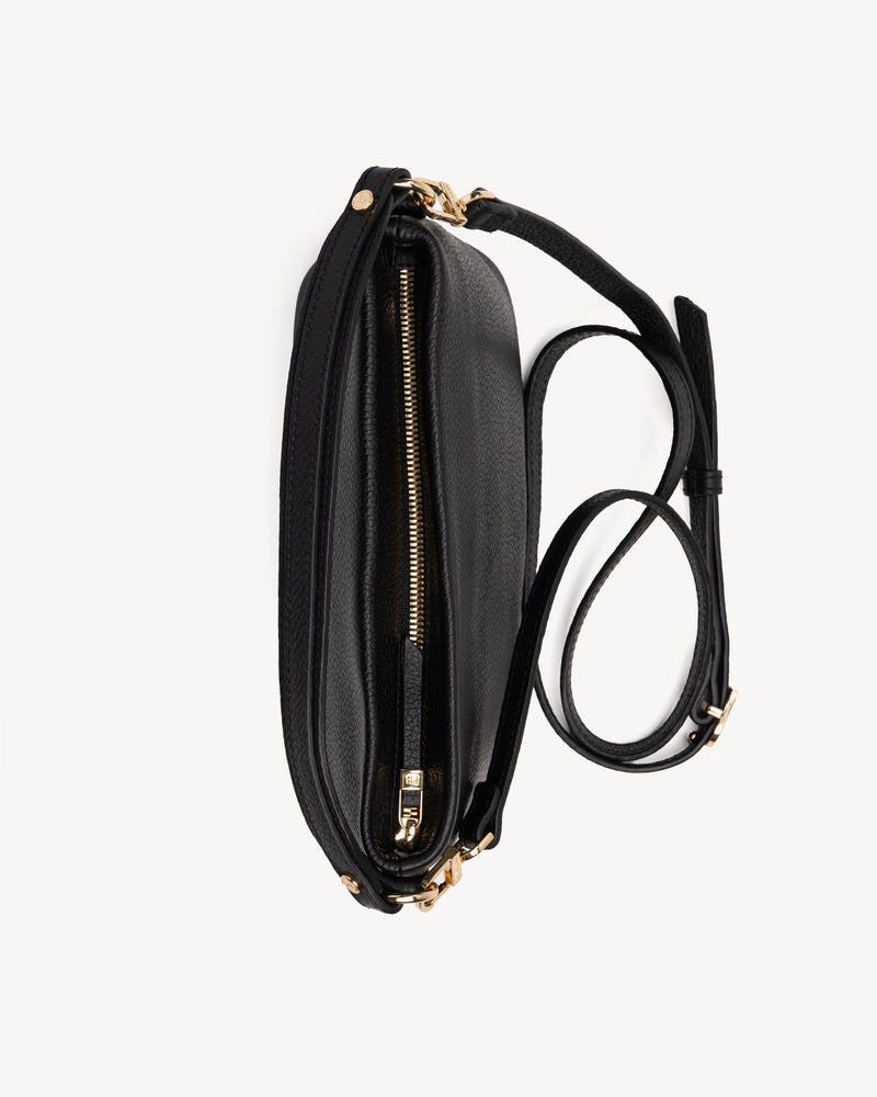 Top view of The Via Monte Bag Black in leather