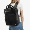 The Backpack - black leather and black suede commuter womens backpack - Poppy Barley