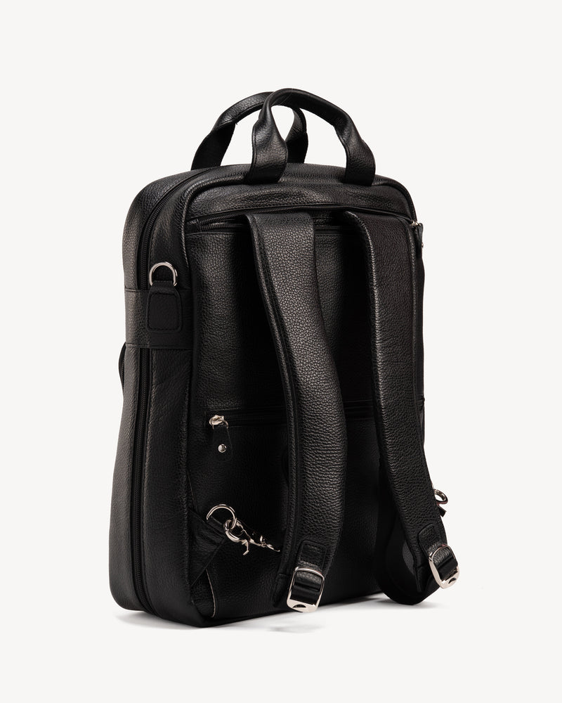 black leather laptop backpack women's The Backpack Black Pebble