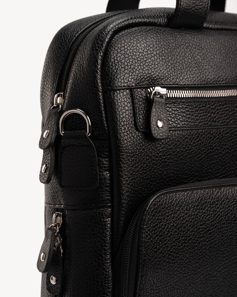 black grainy leather jasmina backpack The Backpack Black Pebble
